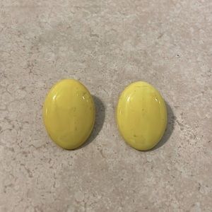 Vintage Yellow Oval Clip On Earrings